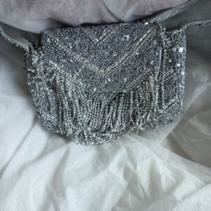 Silver Beaded Women's Bag